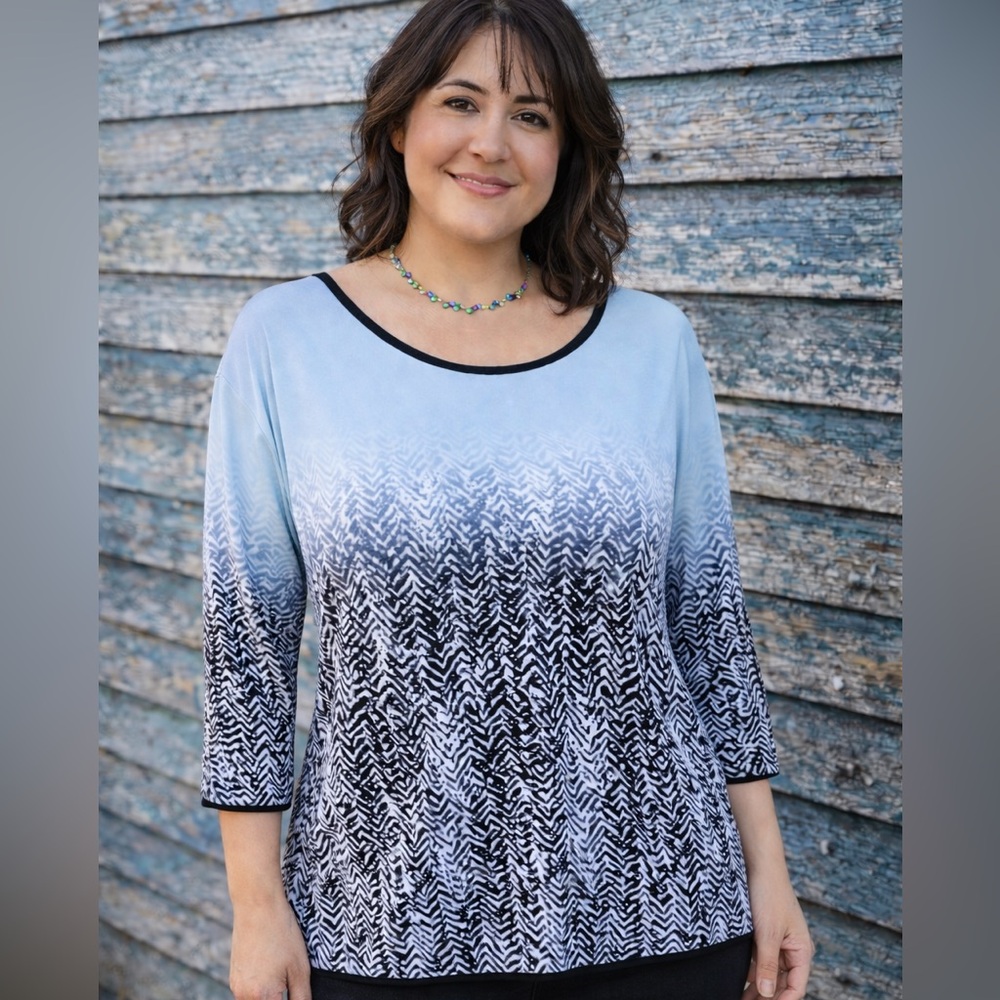 Calvin Klein Ombré A-Line Tunic Top – Silky Stretch Polyester Size XL